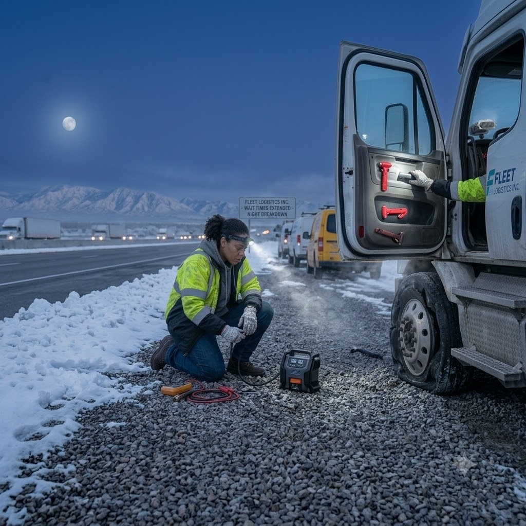 Flat tire on highway