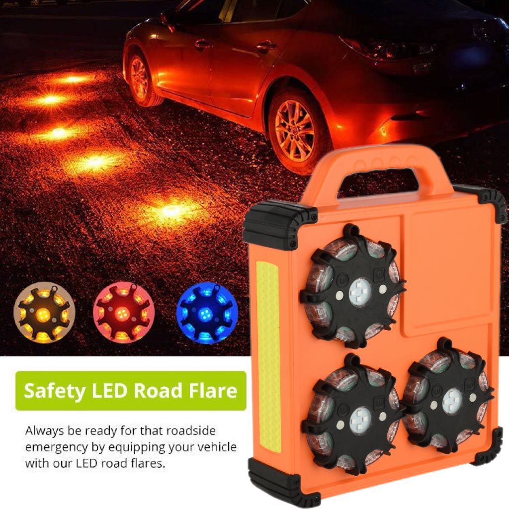 6-Pack Rechargeable LED Sequential Warning Lights
