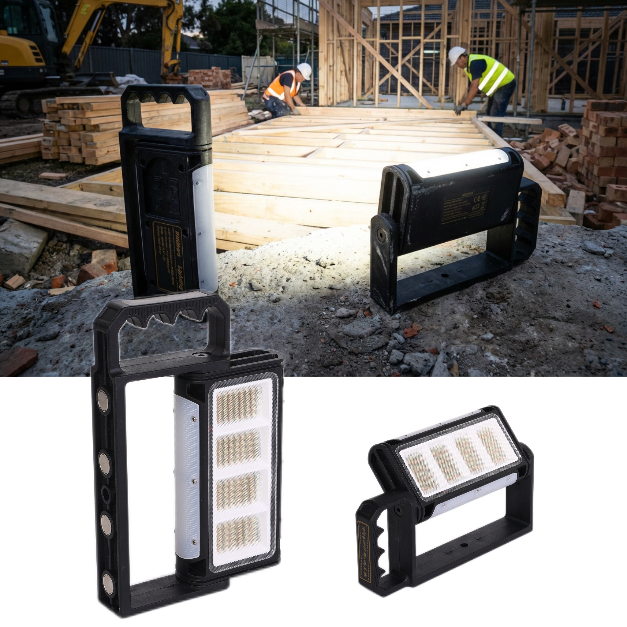 Rechargeable 360° Rotating LED Work Light with Power Bank