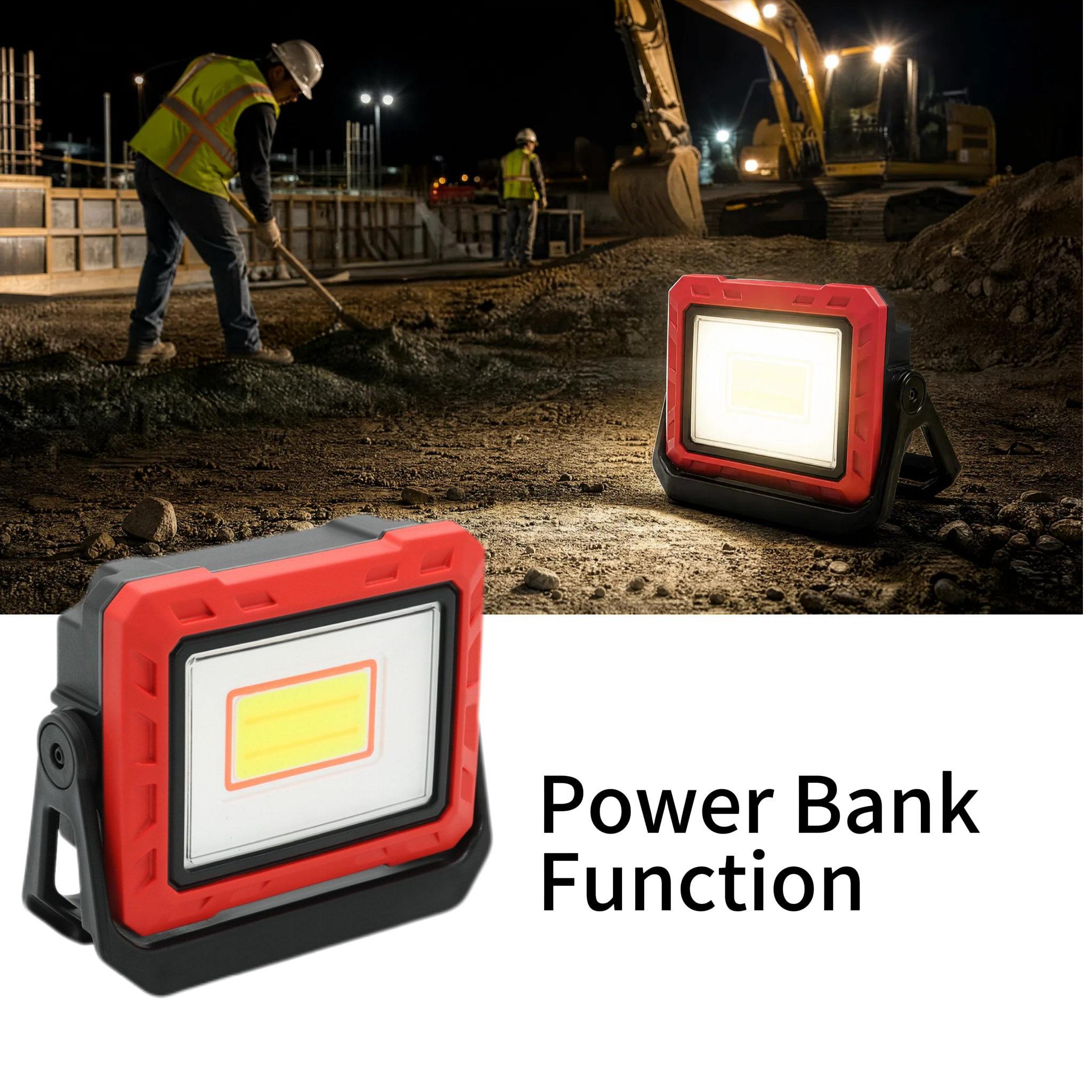Rechargeable 2000LM COB LED Work Light with Power Bank