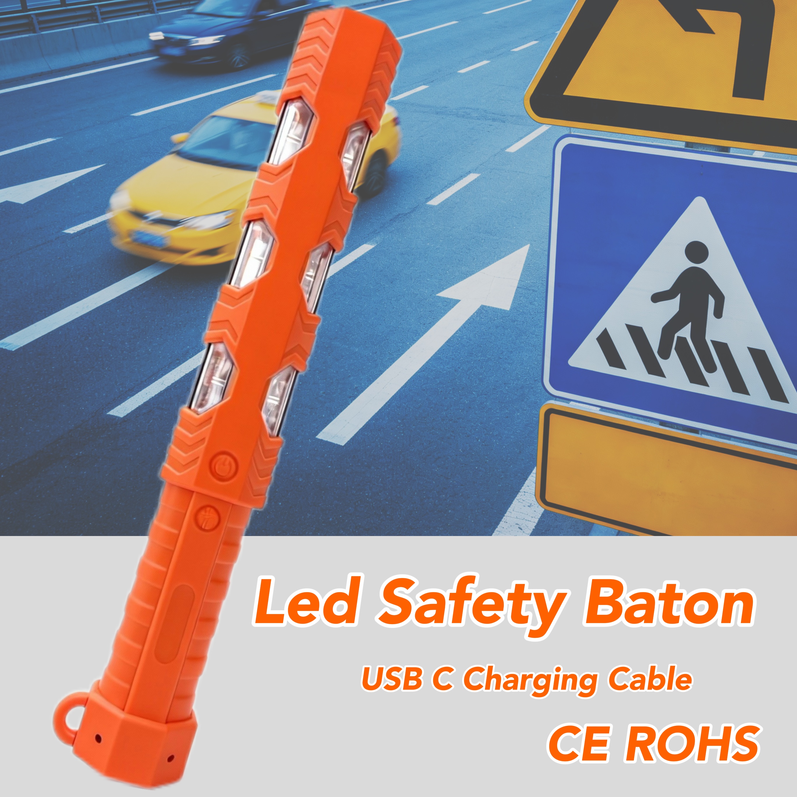 Multifunction Dual Color LED Warning Baton