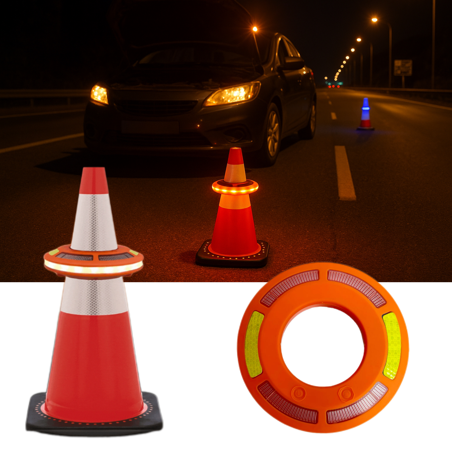 Rechargeable LED Traffic Cone Light